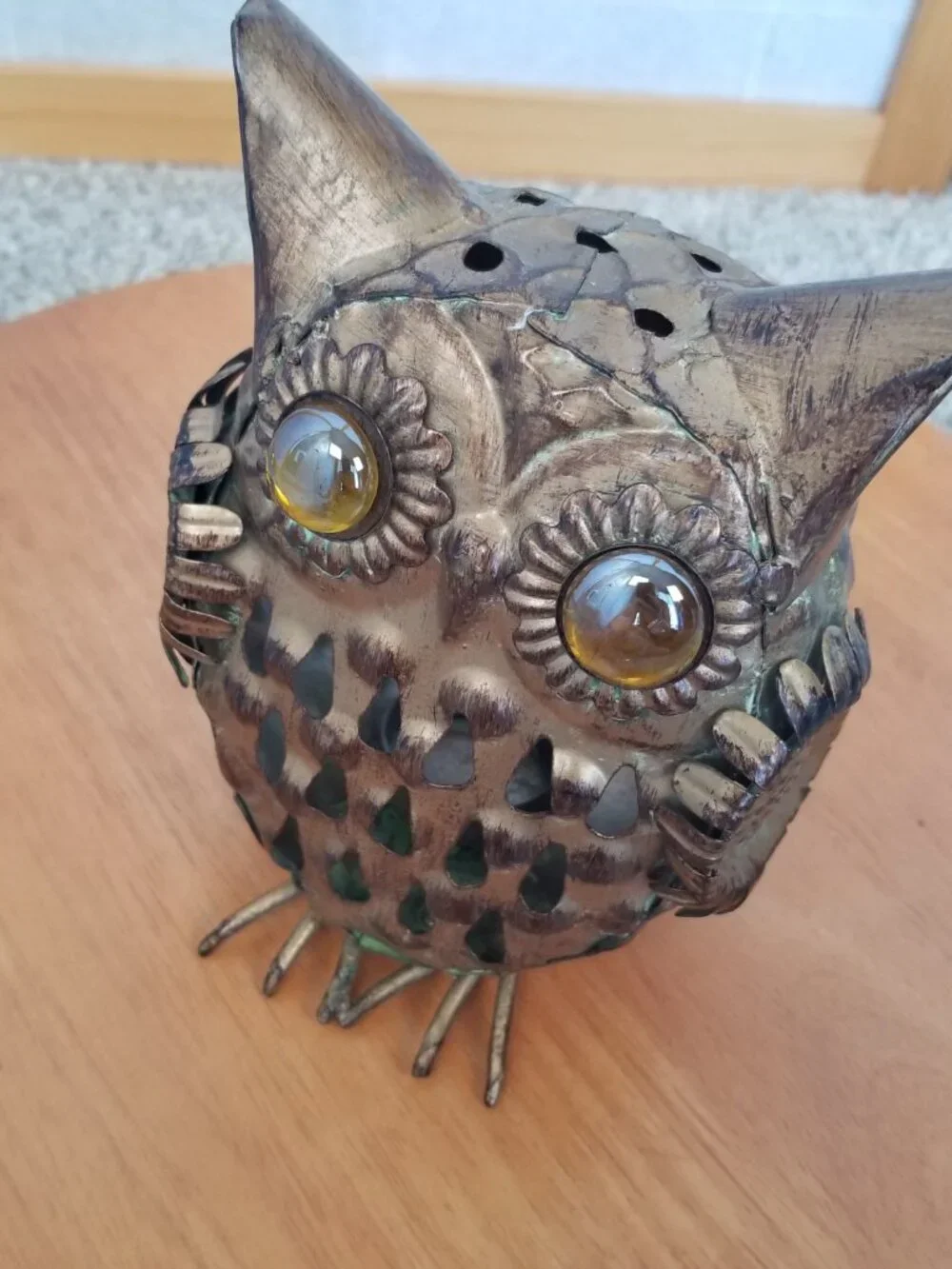 Metal Owl Tealight or Votive Candle Holder Lantern Home Decor Bronze Color